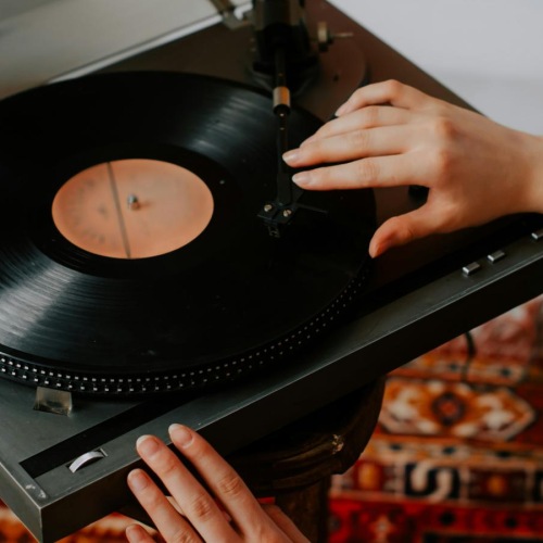 a person playing a record