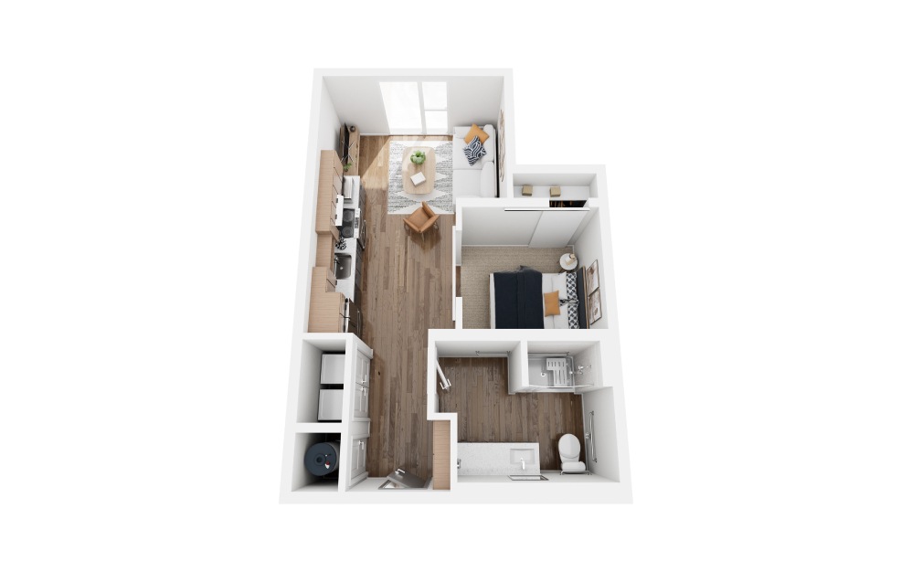 S-5.A - Studio floorplan layout with 1 bathroom and 675 square feet