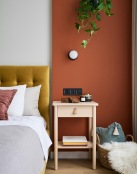 a bed and a table in a room