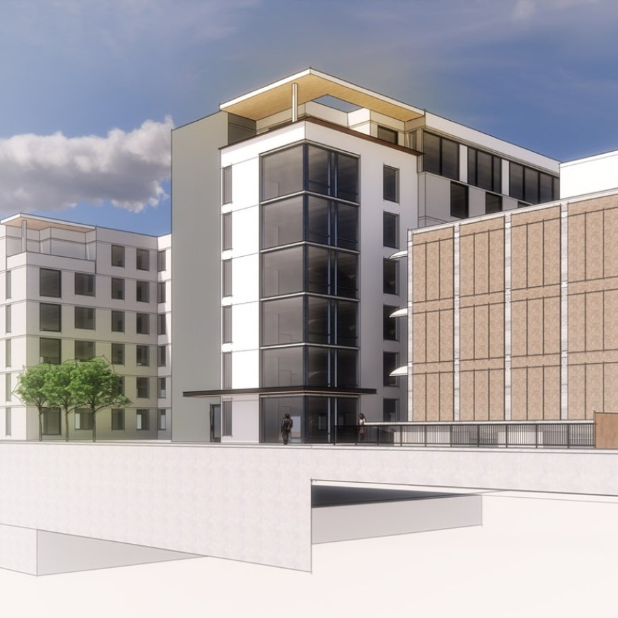 Close to the center of everything Rendering of building